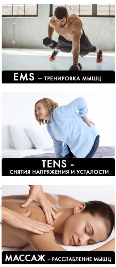 Миостимулятор - Массажер для тела - тренажер мышц SOLRAY EMS-150, 8 электродов